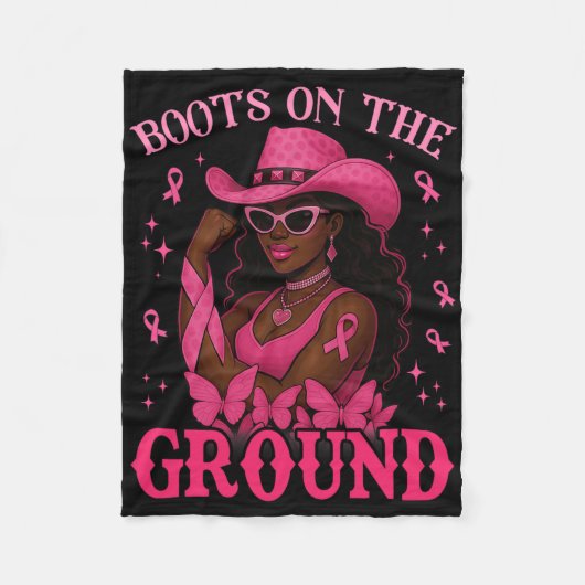 Boots on the Ground Pink Cowgirl Brustkrebs Wes Fleecedecke (Vorderseite)