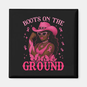 Boots on the Ground Pink Cowgirl Brustkrebs Wes Magnet