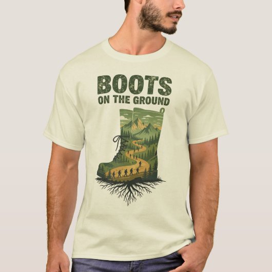 Boots on the Ground T Shirt - Double Exposure Art (Vorderseite)