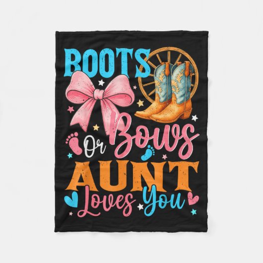 Boots Or Bows Aunt Loves You Gender Reveal Family  Fleecedecke (Vorderseite)