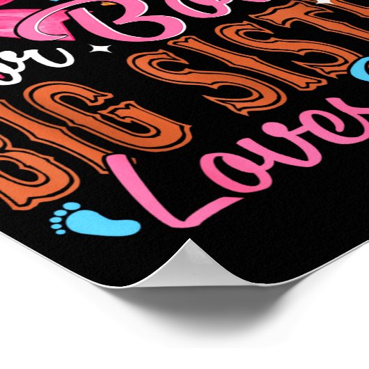 Boots Or Bows Big Sister Loves You Gender Reveal F Poster (Ecke)