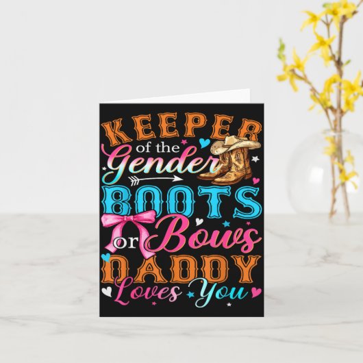 Boots Or Bows Daddy Loves You Gender Reveal Family Karte (Gelbe Blume)