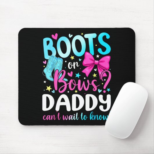 Boots Or Bows Daddy Loves You Gender Reveal Party  Mousepad (Mit Mouse)