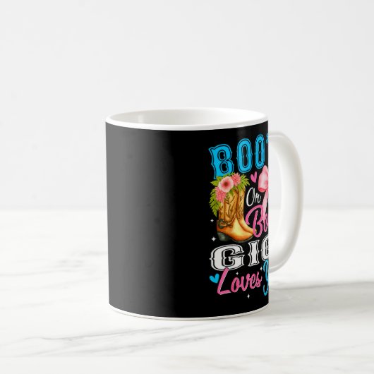 Boots Or Bows Gigi Loves You Gender Reveal Family Kaffeetasse (VorderseiteRechts)