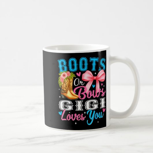 Boots Or Bows Gigi Loves You Gender Reveal Family Kaffeetasse (Rechts)