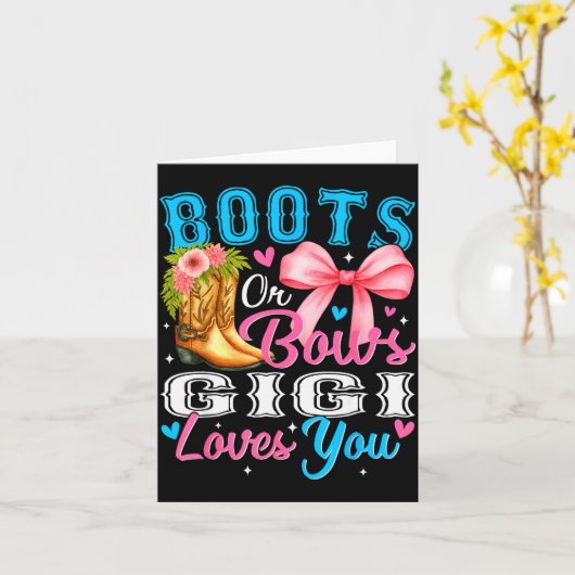 Boots Or Bows Gigi Loves You Gender Reveal Family Karte (Gelbe Blume)