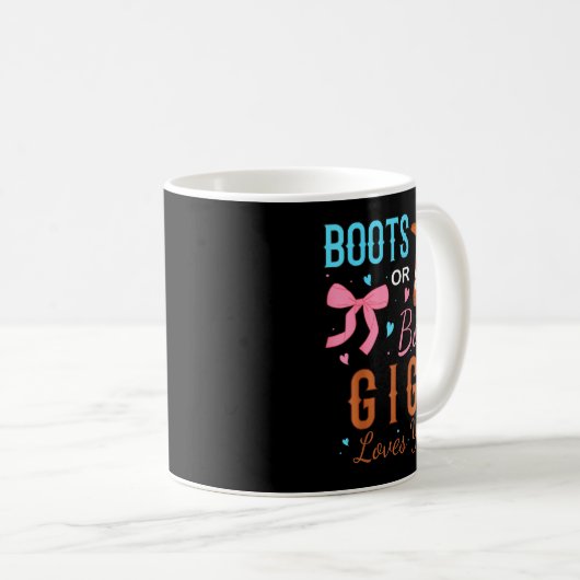 Boots Or Bows Gigi Loves You Gender Reveal Party Kaffeetasse (VorderseiteRechts)