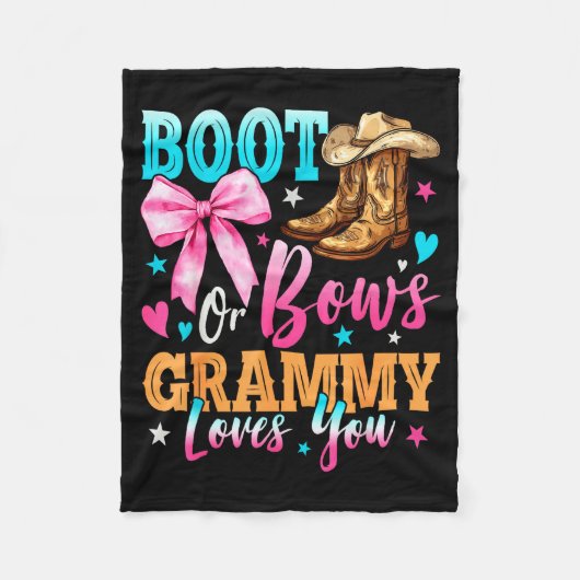 Boots Or Bows Grammy Loves You Gender Reveal Famil Fleecedecke (Vorderseite)
