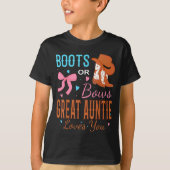Boots Or Bows Great Auntie Loves You Gender Reveal T-Shirt (Vorderseite)