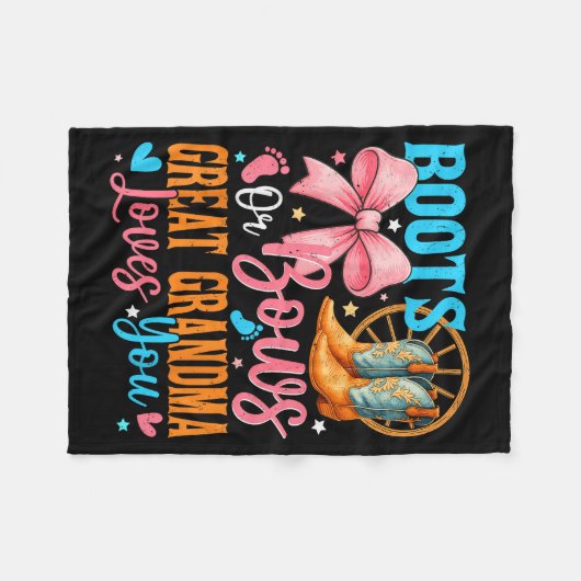 Boots Or Bows Great Grandma Loves You Gender Revea Fleecedecke (Vorderseite (Horizontal))