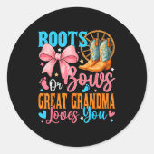 Boots Or Bows Great Grandma Loves You Gender Revea Runder Aufkleber (Vorderseite)