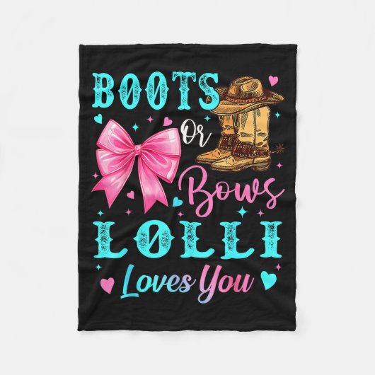 Boots Or Bows Lolli Loves You Gender Reveal Family Fleecedecke (Vorderseite)
