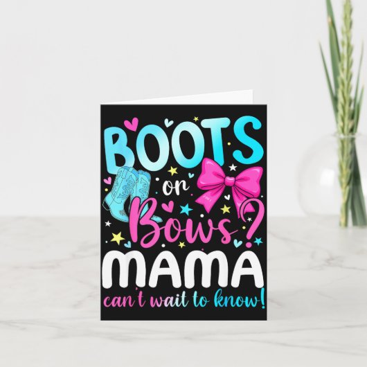 Boots Or Bows Mama Loves You Gender Reveal Party  Karte (Vorderseite)