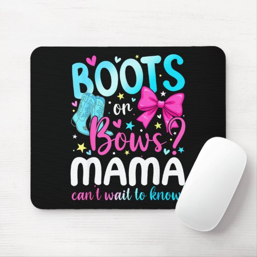 Boots Or Bows Mama Loves You Gender Reveal Party  Mousepad (Mit Mouse)