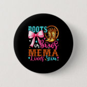 Boots Or Bows Mema Loves You Gender Reveal Party Button (Vorderseite)