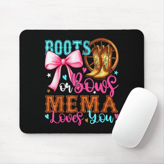 Boots Or Bows Mema Loves You Gender Reveal Party Mousepad (Mit Mouse)