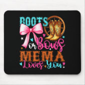Boots Or Bows Mema Loves You Gender Reveal Party Mousepad (Vorne)
