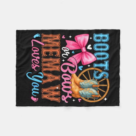 Boots Or Bows Memaw Loves You Gender Reveal Family Fleecedecke (Vorderseite (Horizontal))