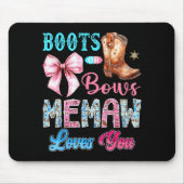 Boots Or Bows Memaw Loves You Gender Reveal Wester Mousepad (Vorne)