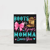 Boots Or Bows Momma Loves You Gender Reveal Family Karte (Vorderseite)