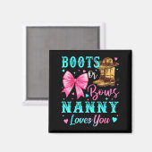 Boots Or Bows Nanny Loves You Gender Reveal Family Magnet (Vorderseite/Rückseite)
