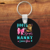Boots Or Bows Nanny Loves You Gender Reveal Family Schlüsselanhänger (Vorderseite)