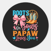 Boots Or Bows Papaw Loves You Gender Reveal Family Runder Aufkleber (Vorderseite)