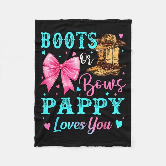 Boots Or Bows Pappy Loves You Gender Reveal Family Fleecedecke (Vorderseite)