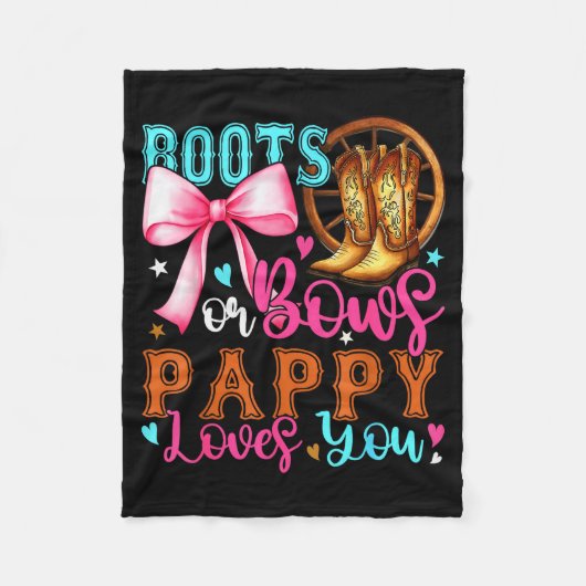 Boots Or Bows Pappy Loves You Gender Reveal Party Fleecedecke (Vorderseite)