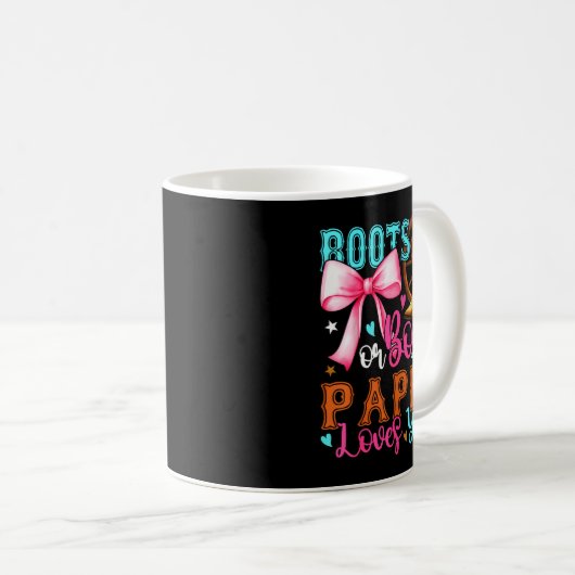 Boots Or Bows Pappy Loves You Gender Reveal Party Kaffeetasse (VorderseiteRechts)