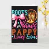 Boots Or Bows Pappy Loves You Gender Reveal Party Karte (Gelbe Blume)