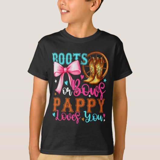 Boots Or Bows Pappy Loves You Gender Reveal Party T-Shirt (Vorderseite)
