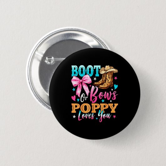 Boots Or Bows Ppy Loves You Gender Reveal Family Button (Vorne & Hinten)