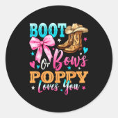 Boots Or Bows Ppy Loves You Gender Reveal Family Runder Aufkleber (Vorderseite)