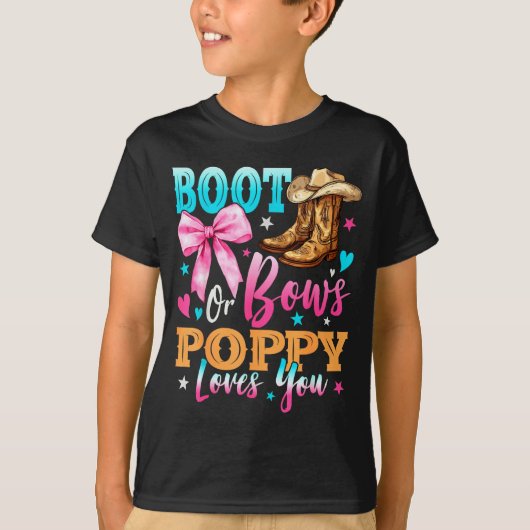 Boots Or Bows Ppy Loves You Gender Reveal Family T-Shirt (Vorderseite)