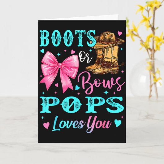 Boots Or Bows Ps Loves You Gender Reveal Family Karte (Gelbe Blume)