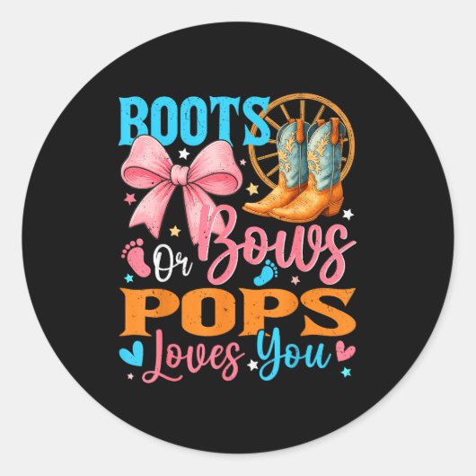 Boots Or Bows Ps Loves You Gender Reveal Family Runder Aufkleber (Vorderseite)