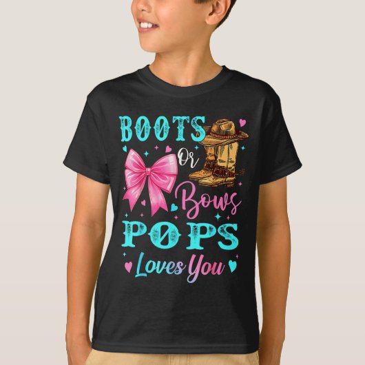 Boots Or Bows Ps Loves You Gender Reveal Family T-Shirt (Vorderseite)