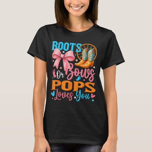 Boots Or Bows Ps Loves You Gender Reveal Family T-Shirt (Vorderseite)
