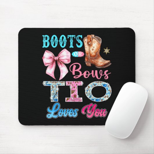 Boots Or Bows Tio Loves You Gender Reveal Western Mousepad (Mit Mouse)