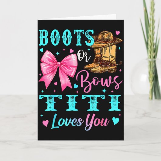Boots Or Bows Titi Loves You Gender Reveal Family Karte (Vorderseite)