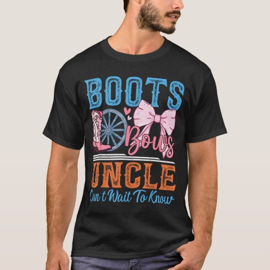 Boots Or Bows Uncle Loves You Gender Reveal Family T-Shirt (Vorderseite)