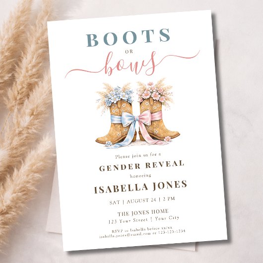 Boots or Bows Western Theme Gender Reveal  Einladung