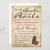 Boots & Perlen Junggeselinnen-Abschied Einladung (Vorne/Hinten)