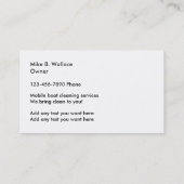 Boots-Reinigungs-Dienstleistungen Visitenkarte (Rückseite)