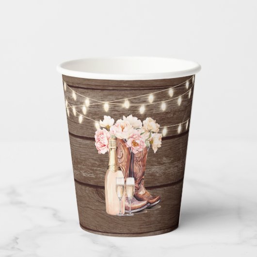Boots Rustic Cowgirl BRAUTPARTY Vielen Dank Pappbecher (Rückseite)