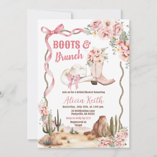 Boots und Brunch Bridal Dusche Einladung (Vorderseite)