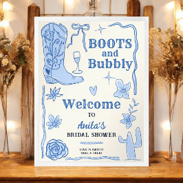 Boots und Bubbly Western Brautparty Willkommen Poster