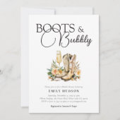 Boots und Bubbly Western Bridal Dusche Einladung (Vorderseite)