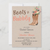 Boots und Bubbly Western Bridal Dusche Einladung (Vorderseite)